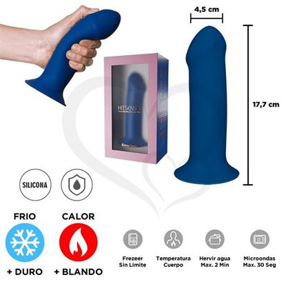 HITSENS 1 - Dildo de Silicona de Doble Densidad (Azul Eléctrico)